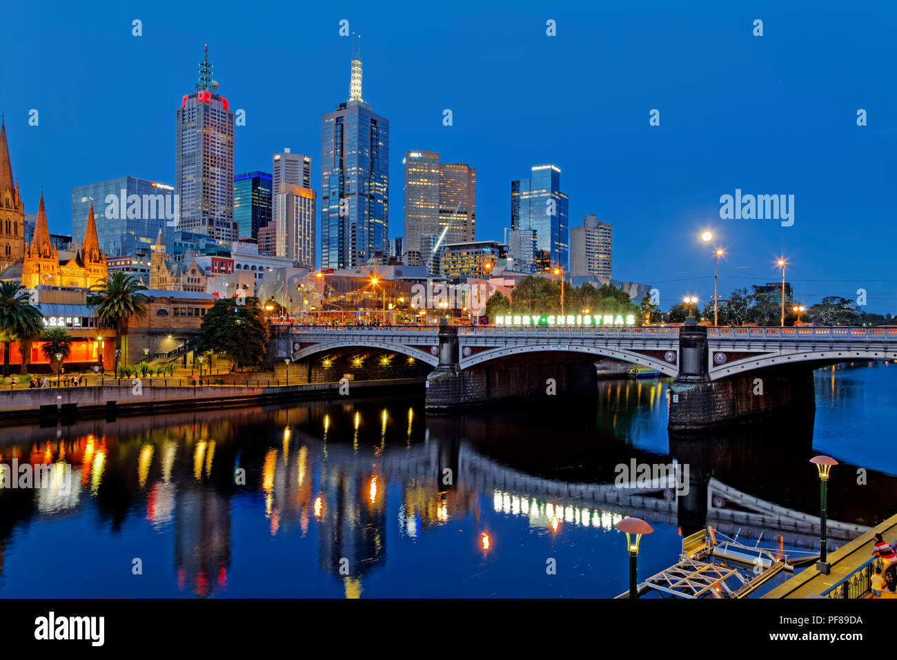 Yarra River Cityscape & Princes Bridge, Melbourne Stock Photo