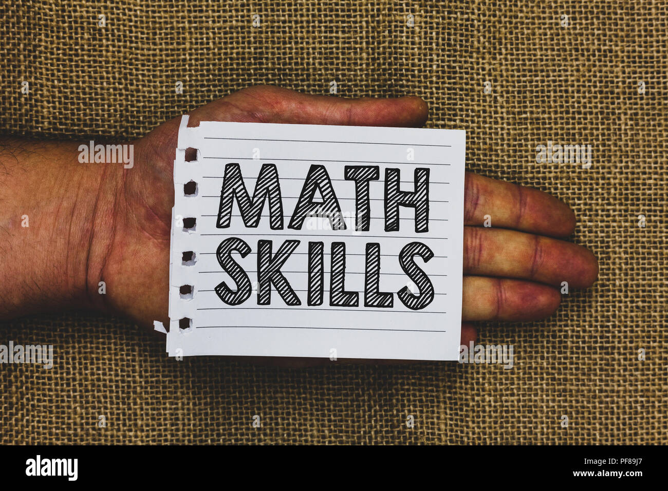 Handwriting text writing Math Skills. Concept meaning starting to learn ...