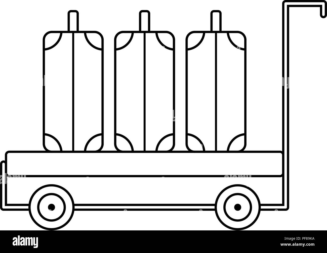 Icon of luggage cart. Thin line design. Vector illustration Stock