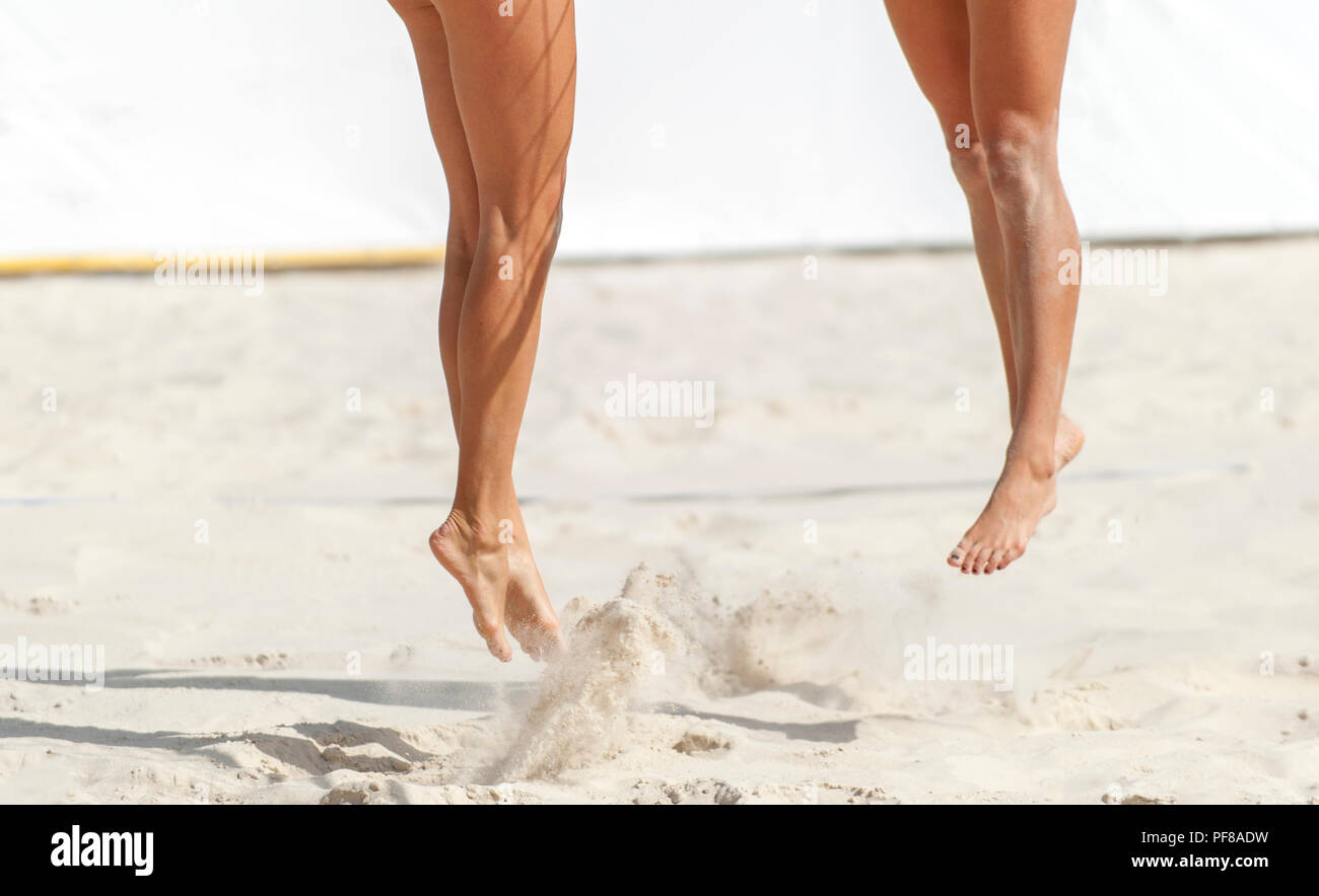 Closeup of feet and legs of a female beach volleyball player Stock Photo Alamy