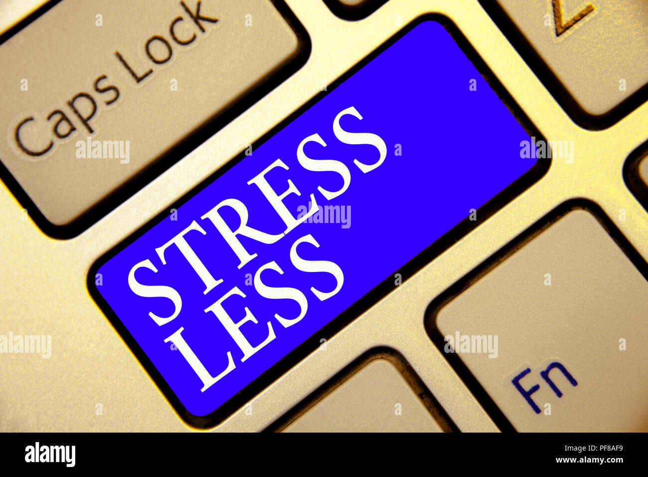 Conceptual hand writing showing Stress Less. Business photo showcasing ...