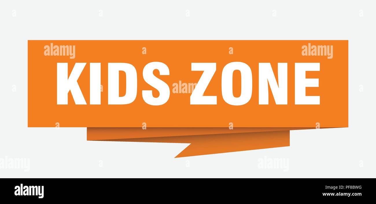kids zone sign. kids zone paper origami speech bubble. kids zone tag