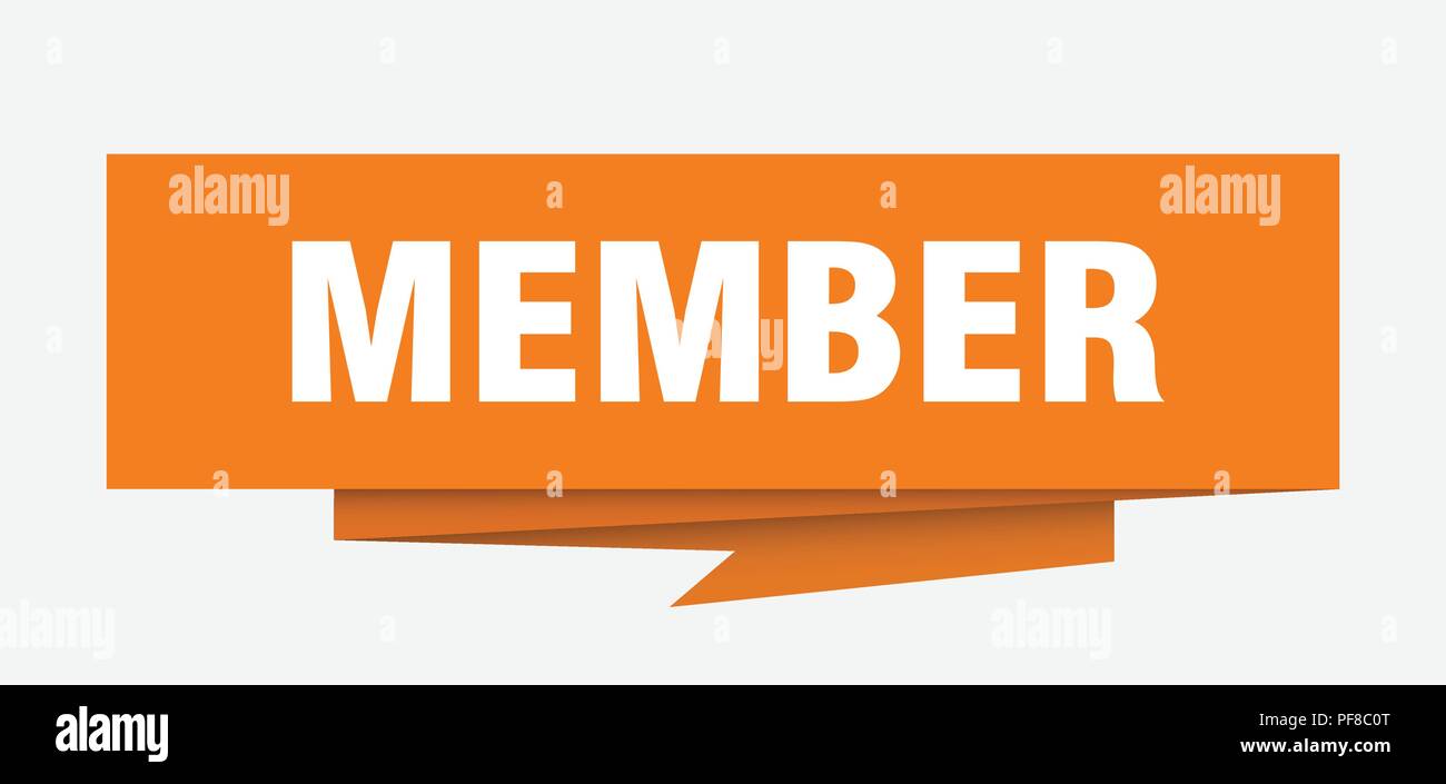 member sign. member paper origami speech bubble. member tag. member ...
