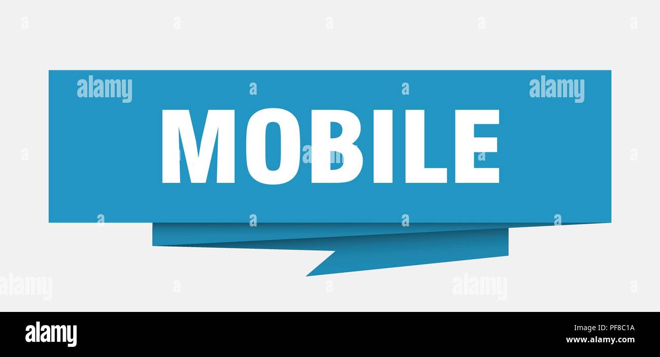 mobile sign. mobile paper origami speech bubble. mobile tag. mobile