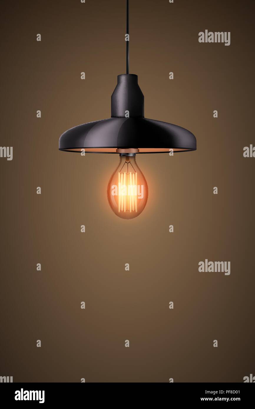 Decorative edison light bulb with chandelier Stock Vector