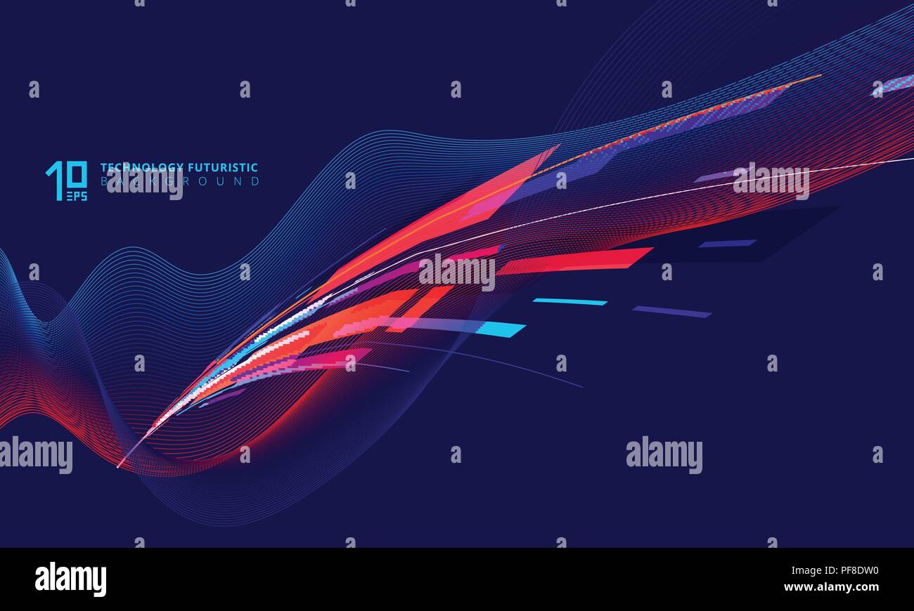 Abstract perspective technology geometric and twist lines colorful on ...