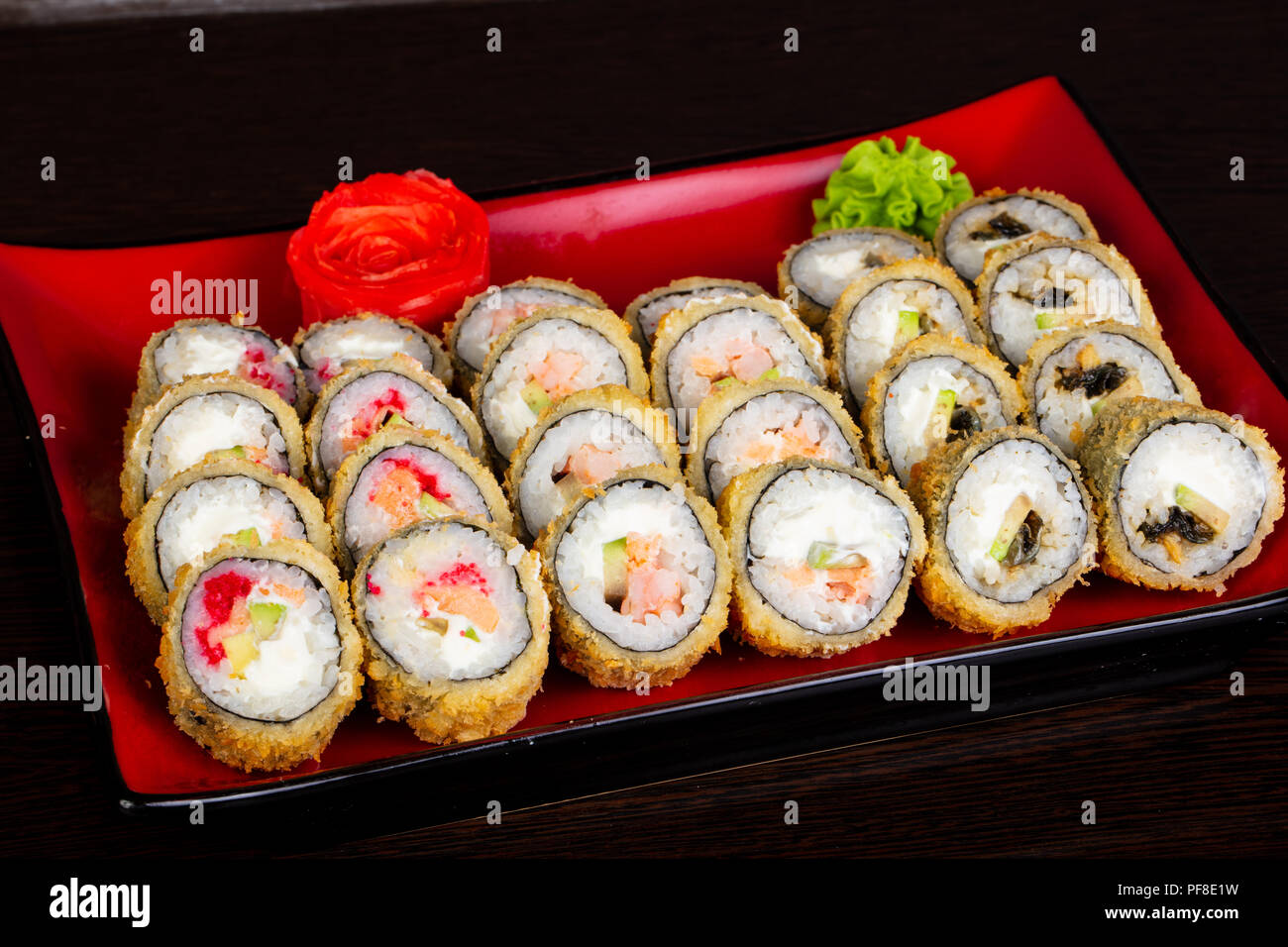Japanese traditional roll and sushi set Stock Photo Alamy