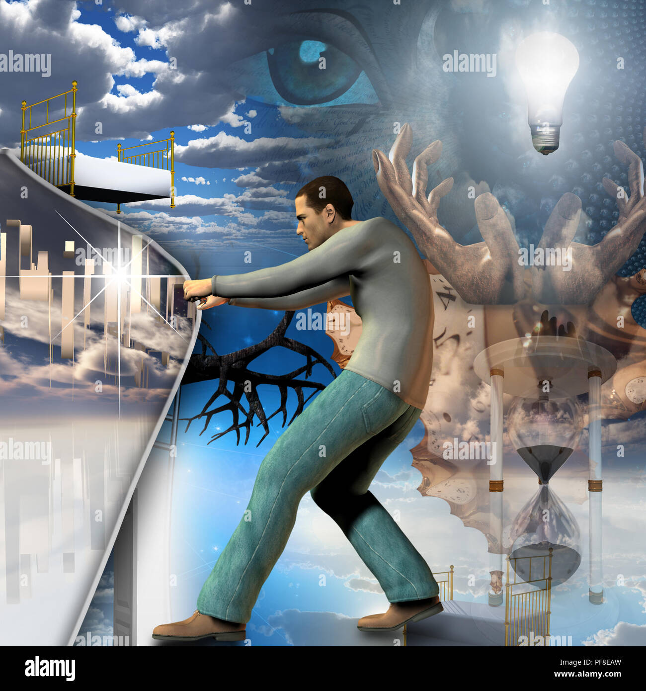 Pulling back the curtain of art to reveal Paradise Stock Photo Alamy