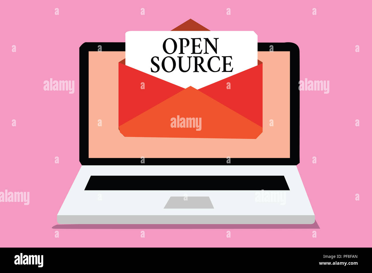 Conceptual hand writing showing Open Source. Business photo showcasing denoting software which original source code freely available Computer receivin Stock Photo