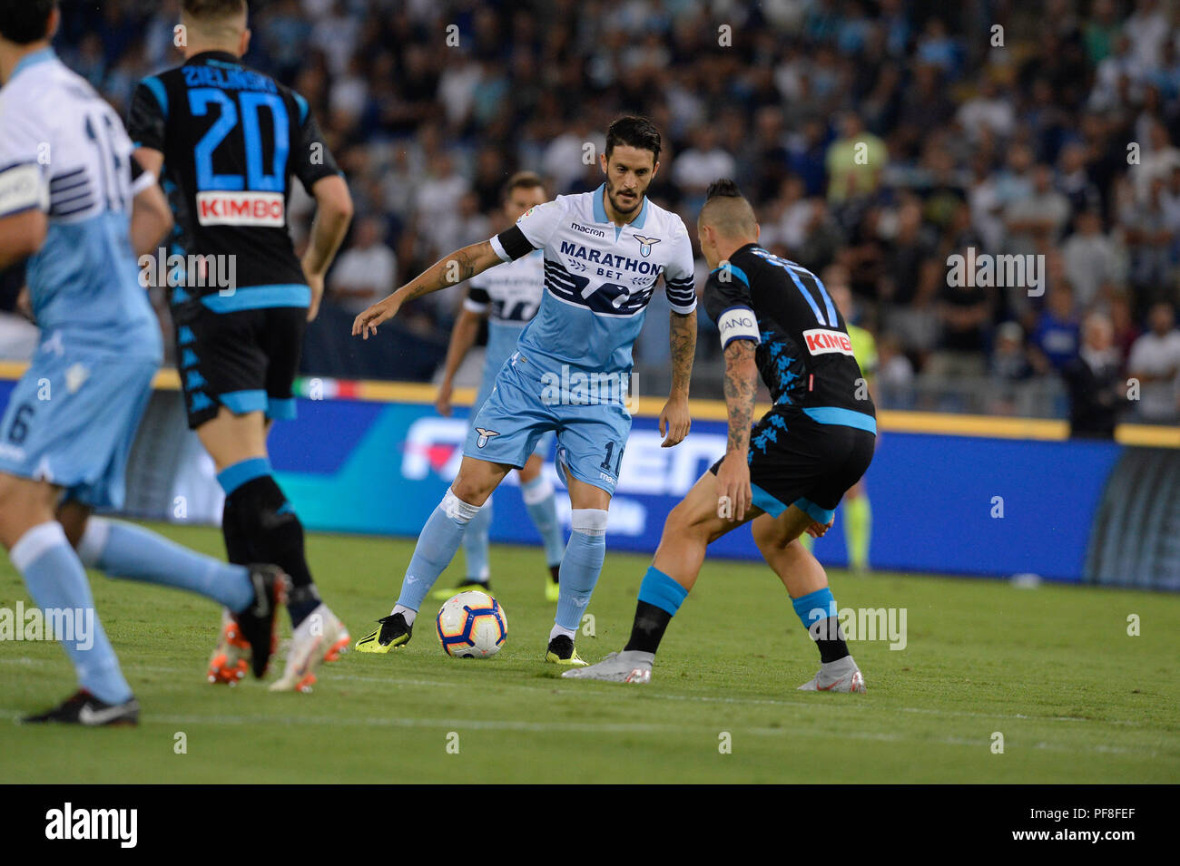 Italy. 18th Aug, 2018. Luis Alberto during the Italian Serie A football match between S.S. Lazio and S.S.C. Napoli at the Olympic Stadium in Rome, on august 18, 2018. Credit: Silvia Loré/Pacific Press/Alamy Live News Stock Photo