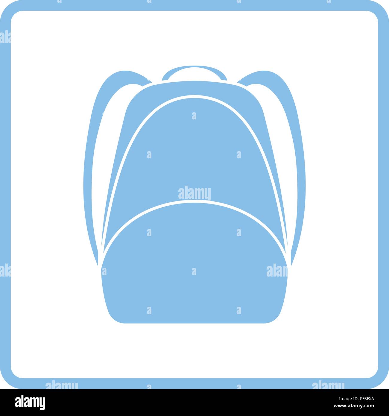 School rucksack icon. Blue frame design. Vector illustration Stock ...
