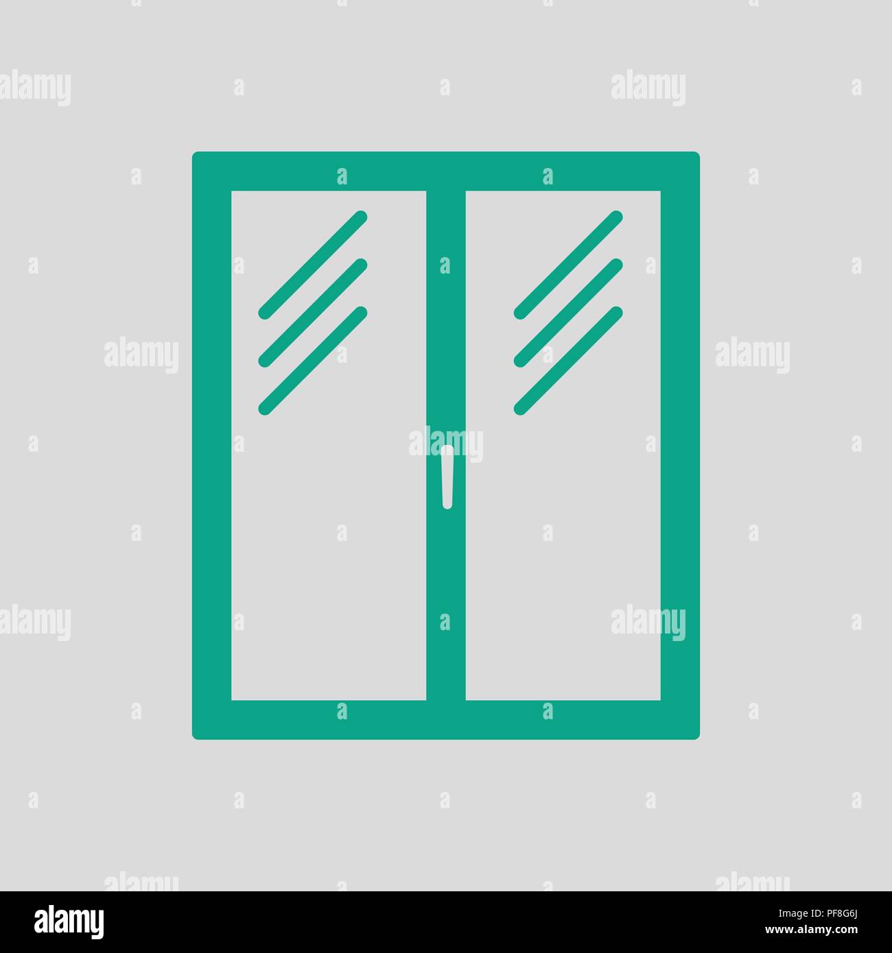 Icon of closed window frame. Gray background with green. Vector ...