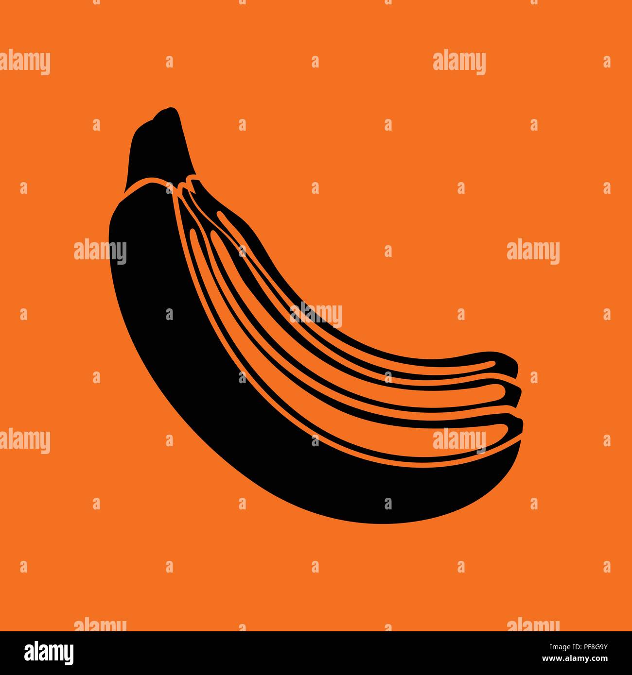 Icon of Banana. Orange background with black. Vector illustration Stock