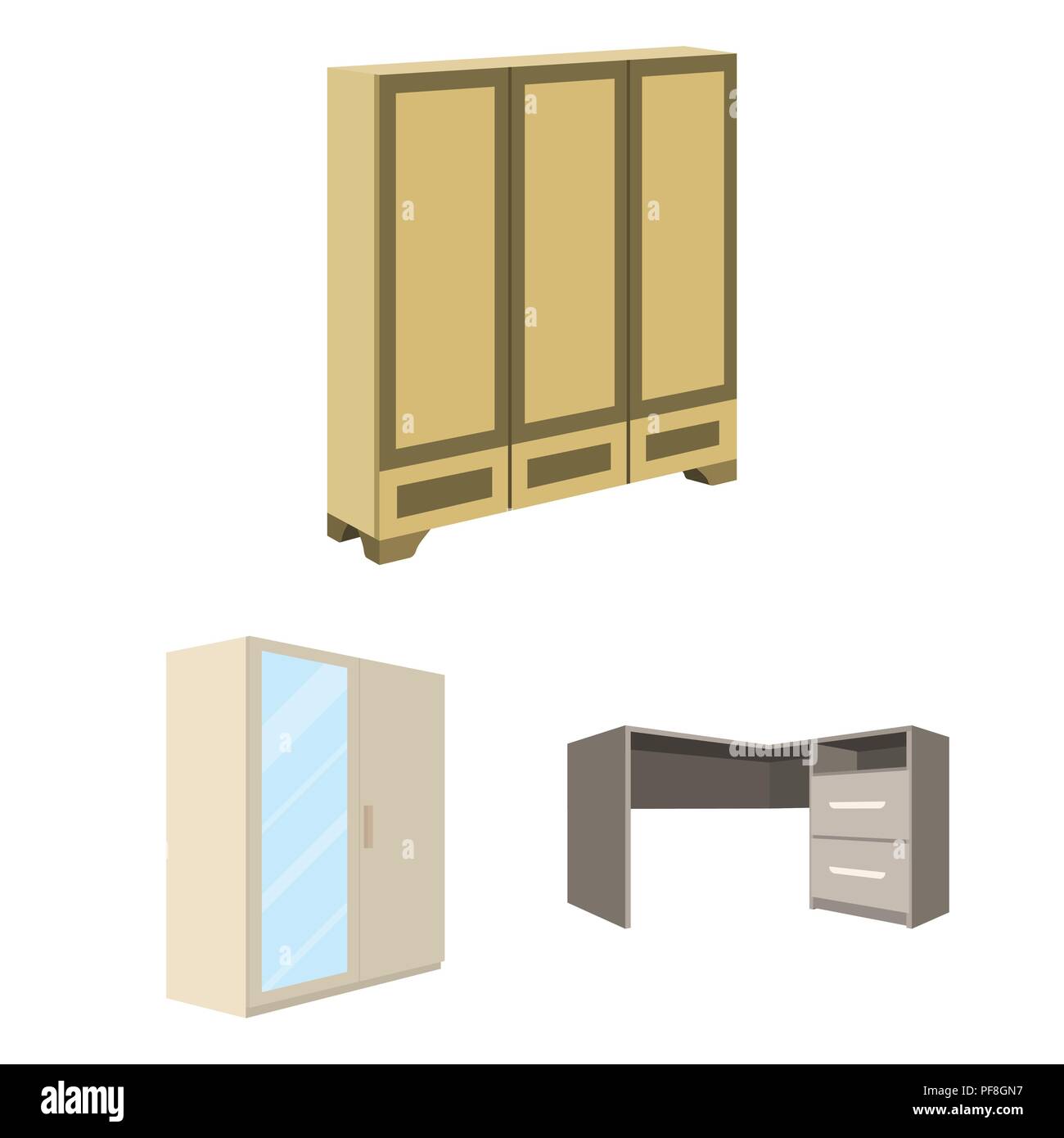 Bedroom Furniture Cartoon Icons In Set Collection For Design