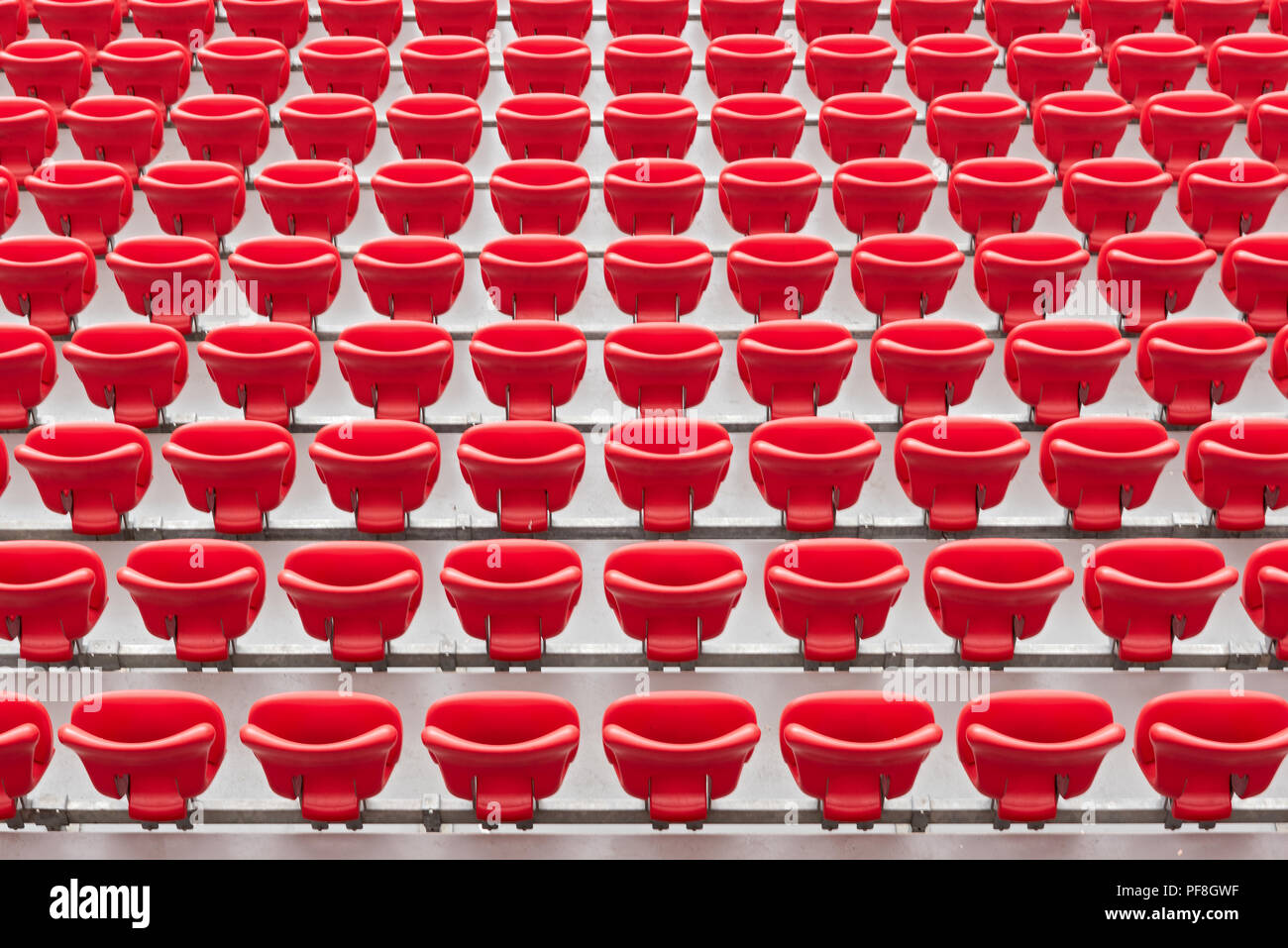 the red Stadium seats. Stock Photo