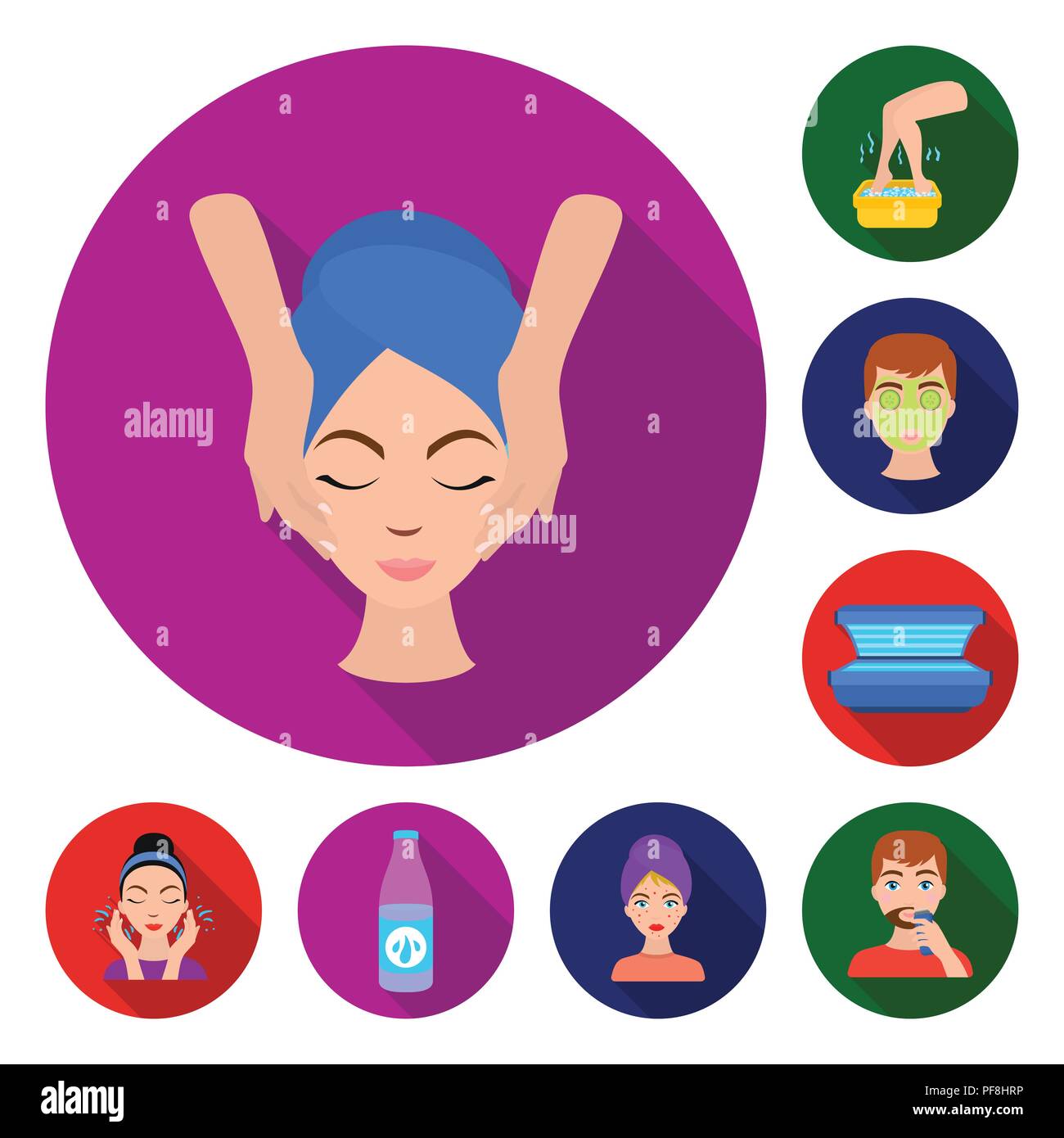 Skin care flat icons in set collection for design. Face and body vector