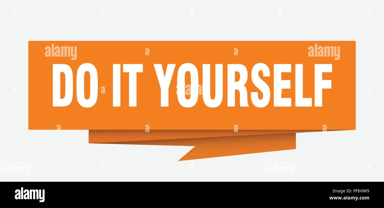 do it yourself sign. do it yourself paper origami speech bubble. do it