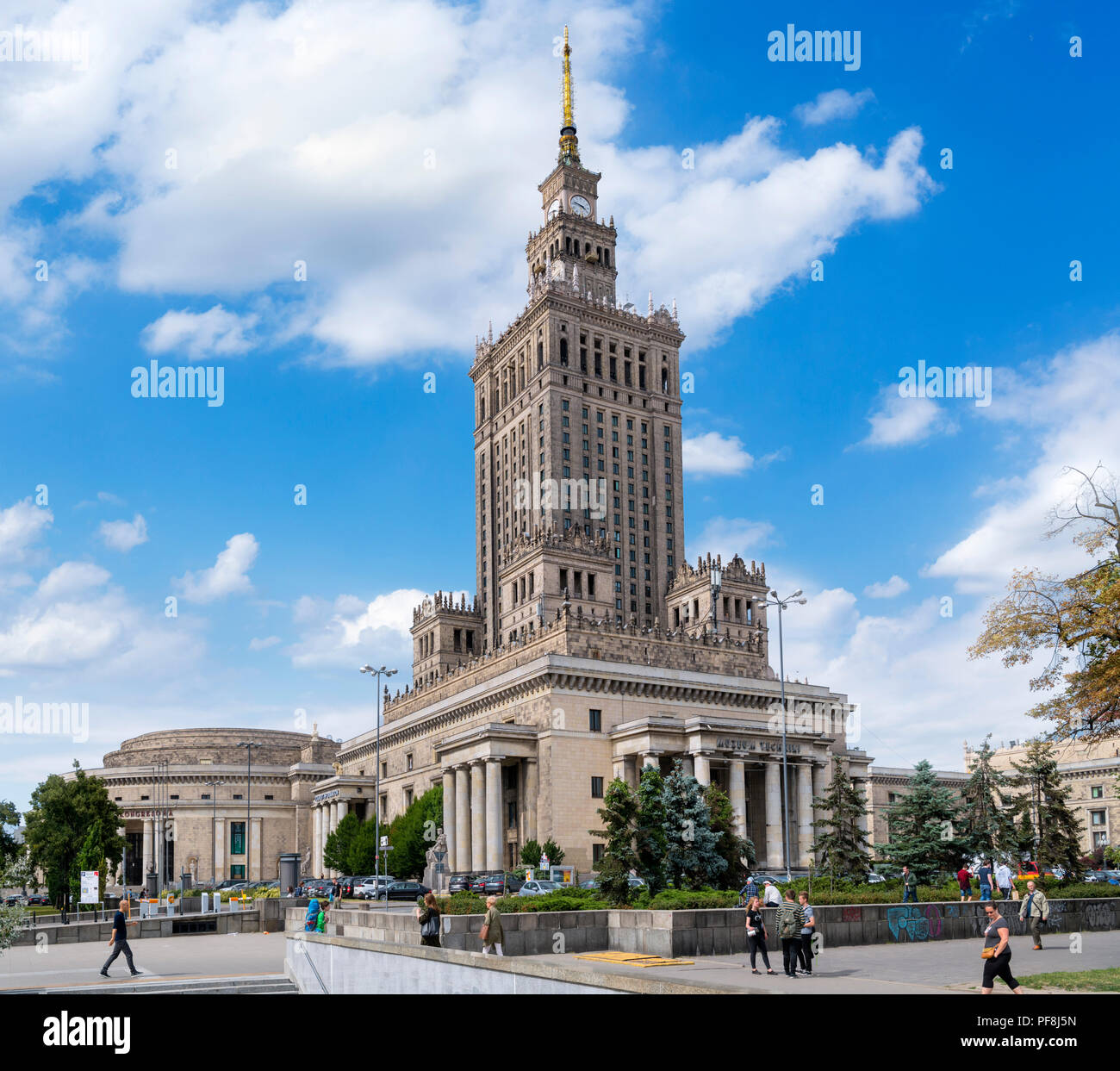 The 1950s Palace of Culture and Science (PaÅ‚ac Kultury i Nauki or PKiN), a notable landmark in the Polish capital, Warsaw, Poland Stock Photo
