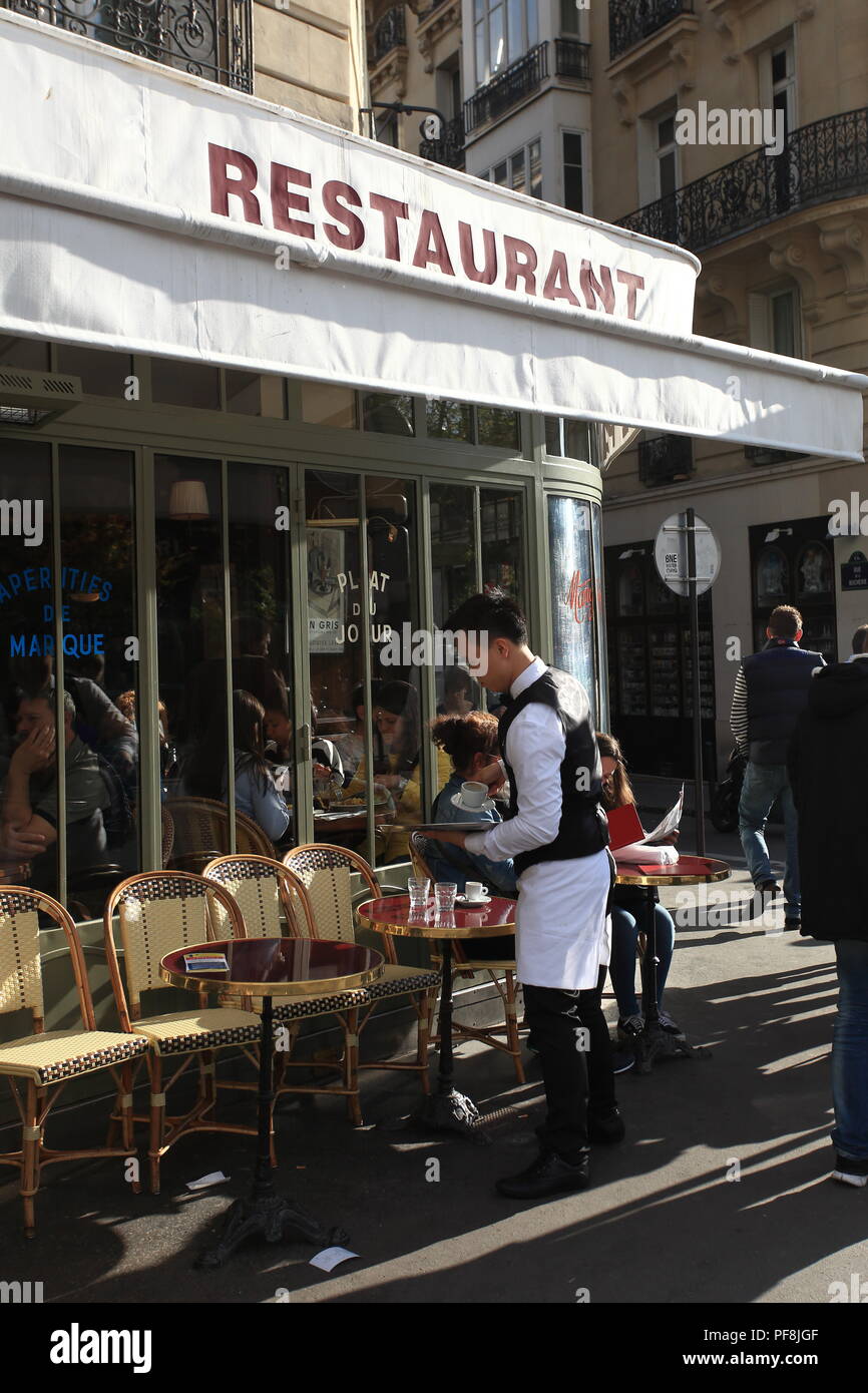 Waiter in Paris, Ile de France, 75, France Stock Photo