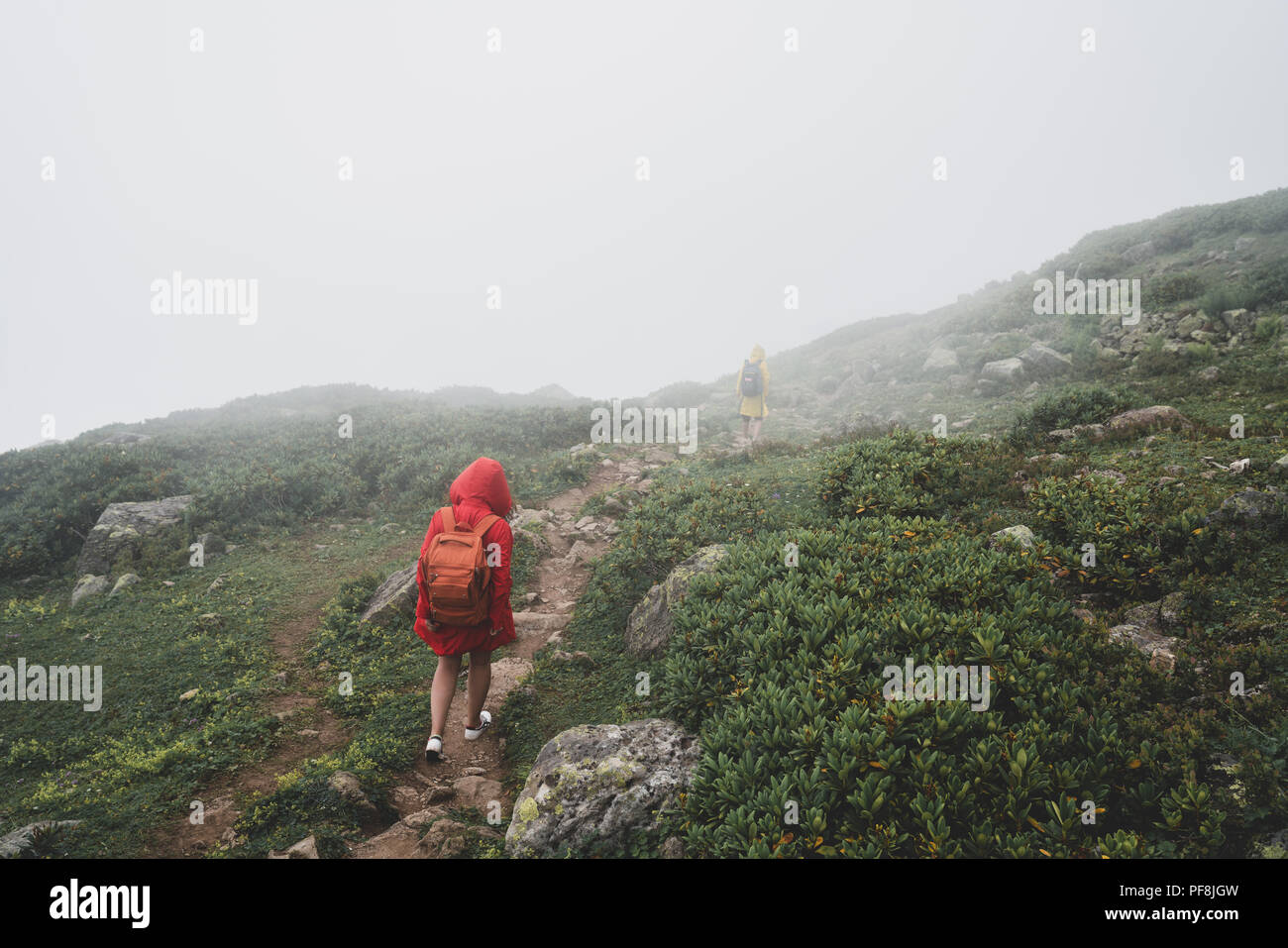 Backpacker Hiking Journey Travel concept with friends Stock Photo