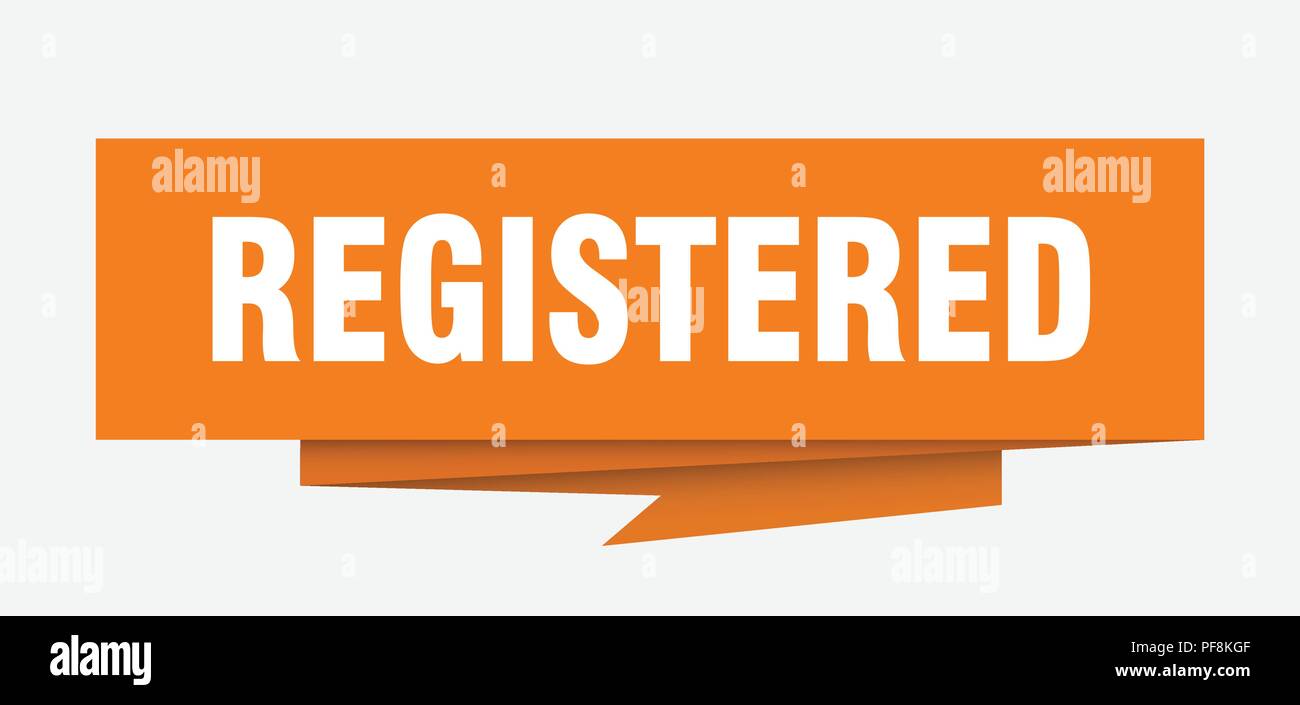 registered sign. registered paper origami speech bubble. registered tag