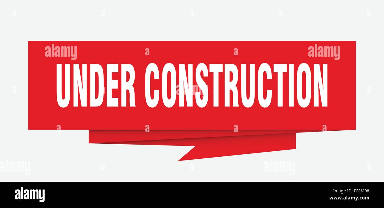under construction sign. under construction paper origami speech bubble. under construction tag. under construction banner Stock Vector