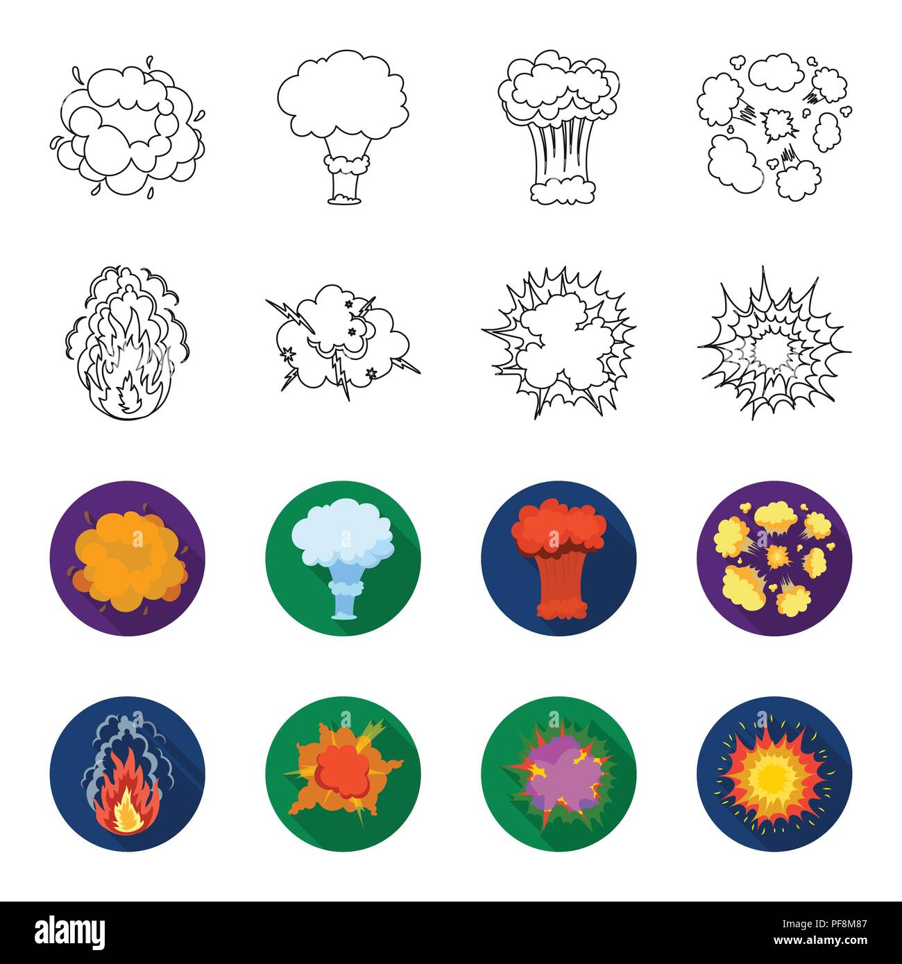 Flame, sparks, hydrogen fragments, atomic or gas explosion