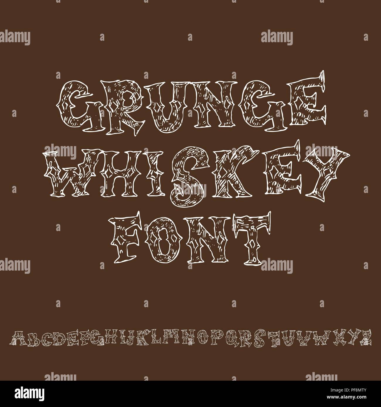 Whiskey Lettering Grunge vintage whiskey font. Old handcrafted display skript. Modern ...