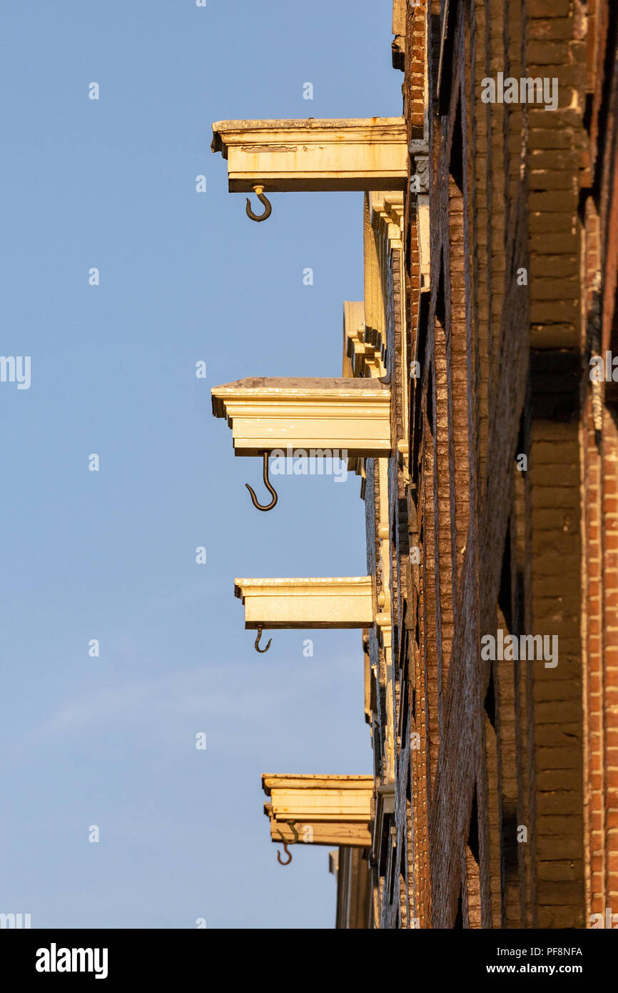 AMSTERDAM, THE NETHERLANDS AUGUST 6, 2018 A row of moving hooks on