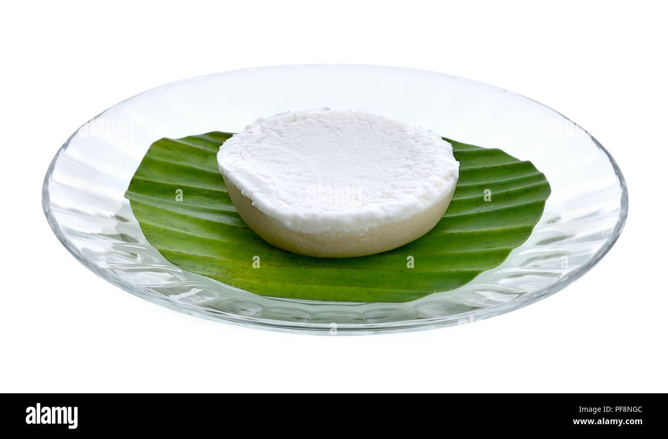 Thai Coconut Milk Custard Khanom Thuai (Thai dessert). Cup of coconut