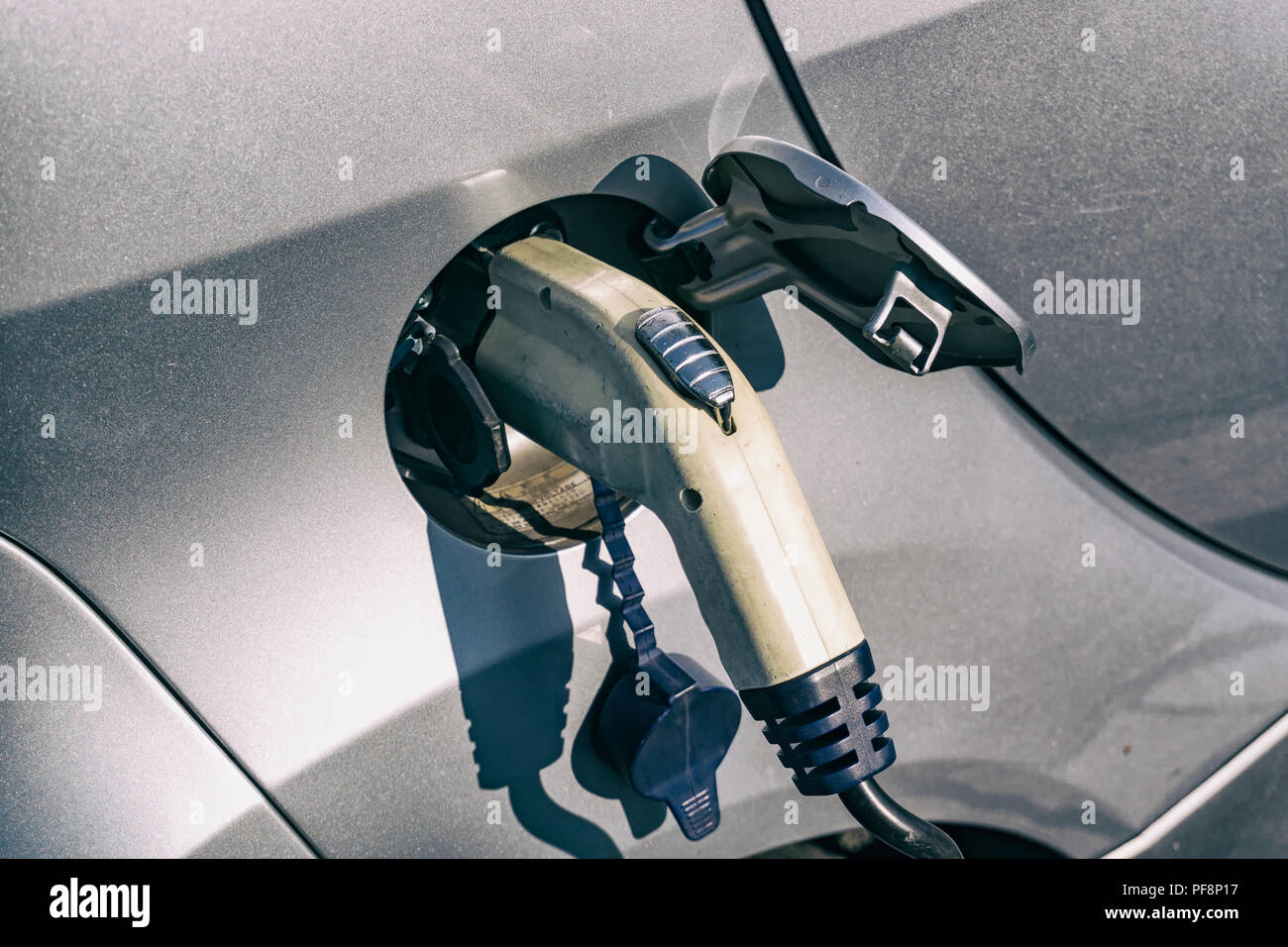 Berlin, Germany, August 02, 2018: Close-Up of Electric Car Plug-In Charger Stock Photo