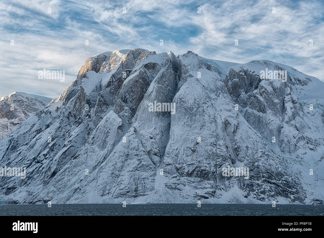 Autumn in the arctic landscape. In fjord Øfjord, part of Scoresby Sund, Kangertittivaq, in Greenland Stock Photo