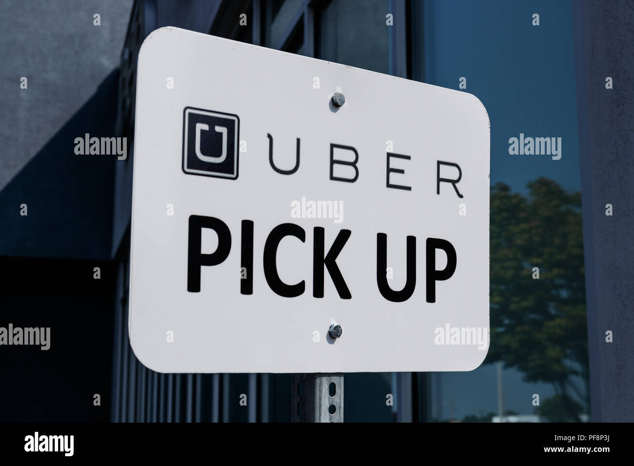 Noblesville - Circa August 2018: Ride sharing company Uber pickup 