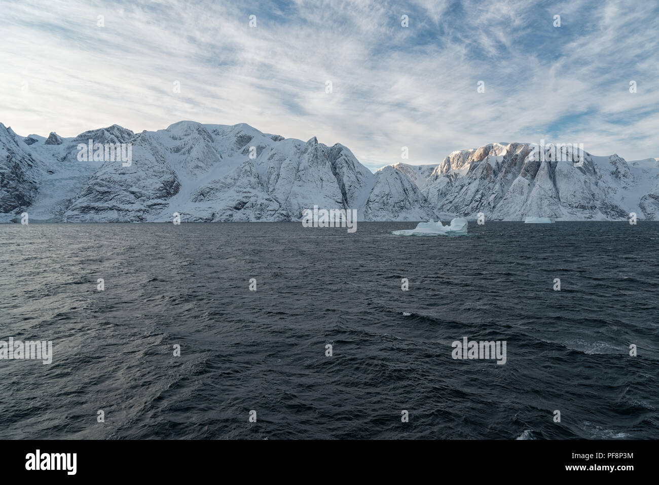 Autumn in the arctic landscape. In fjord Øfjord, part of Scoresby Sund, Kangertittivaq, in Greenland Stock Photo