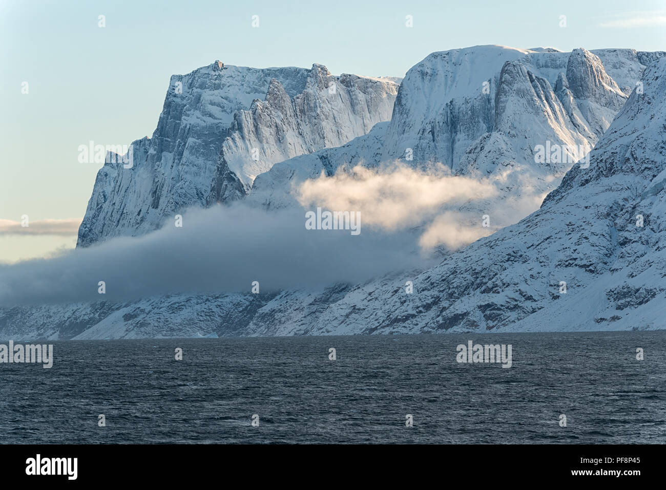 Autumn in the arctic landscape. In fjord Øfjord, part of Scoresby Sund, Kangertittivaq, Greenland Stock Photo