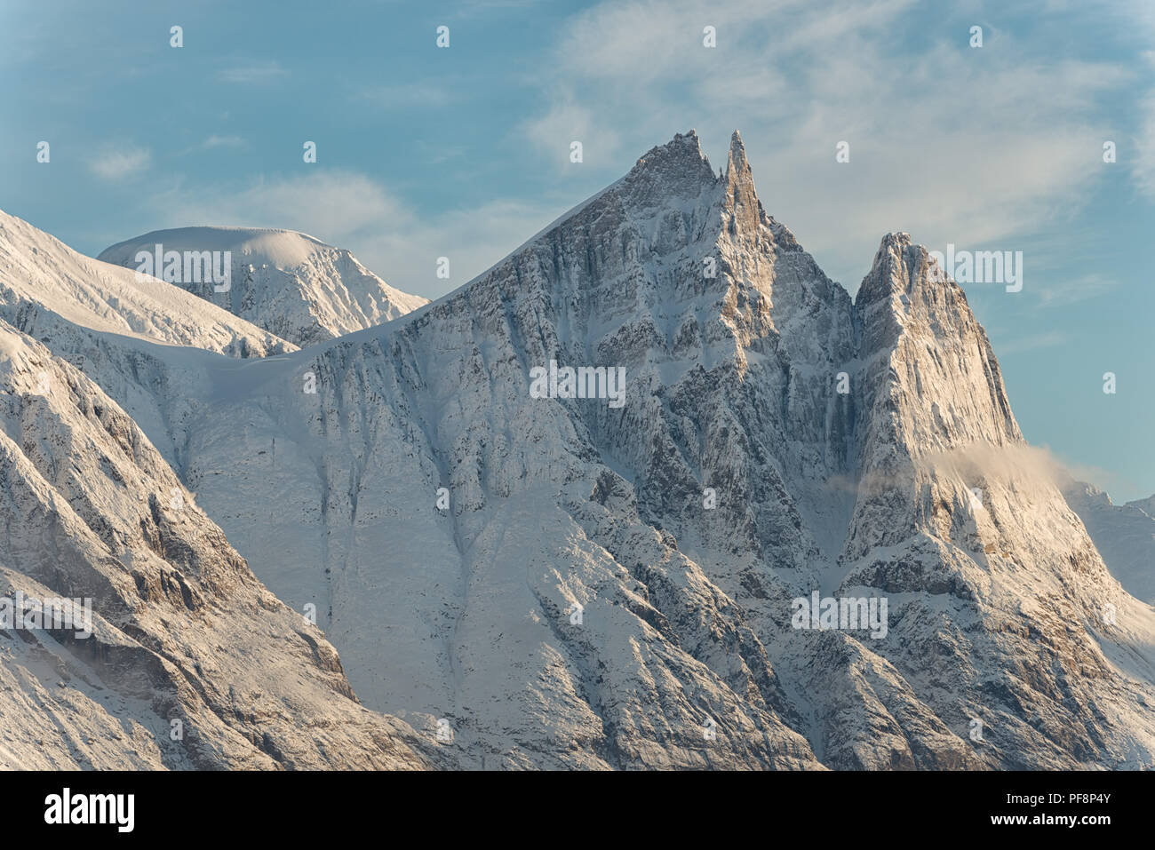 Autumn in the arctic landscape. In fjord Øfjord, part of Scoresby Sund, Kangertittivaq, Greenland Stock Photo