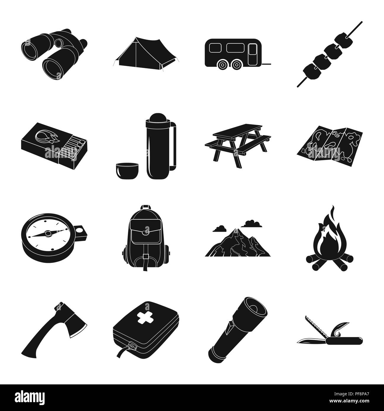 Rest in the camping black icons in set collection for design. Camping ...