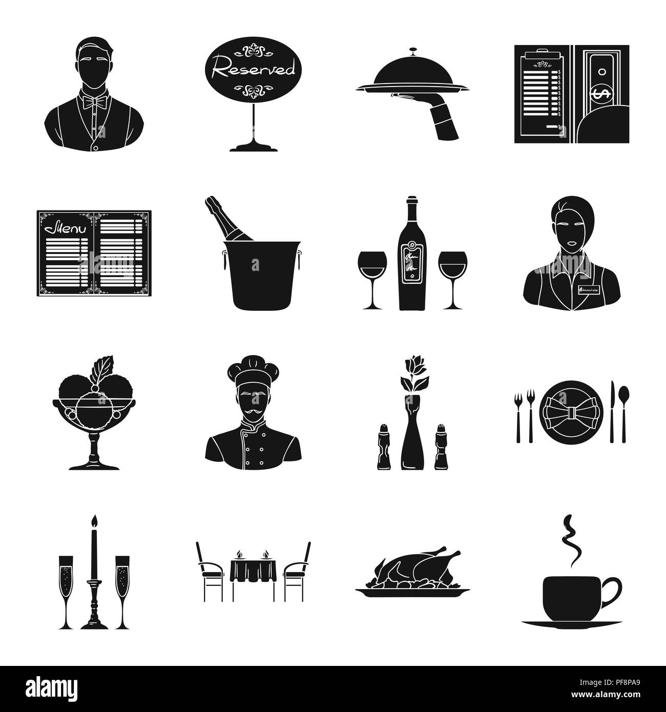alcohol,black,bottle,bow,bowl,bucket,candle,cash,champagne,chef,chicken,cloche,coffee,collection,cream,cup,dinner, food,glass,golden,hand,holding ,ice,icon,illustration,institution,lunch,menu,party,pastime,receipt,recreation, reserved,restaurant,roasted ...