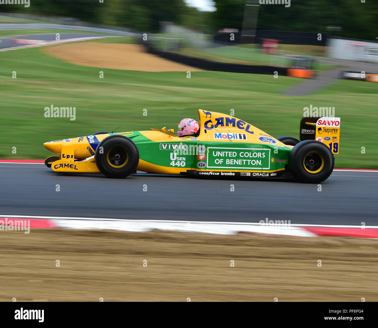 Lorina McLaughlin, Benetton B192, F1, Historic Racing Car Demonstration, Festival Italia, Brands Hatch, Kent, August 19th, 2018, circuit racing, compe Stock Photo