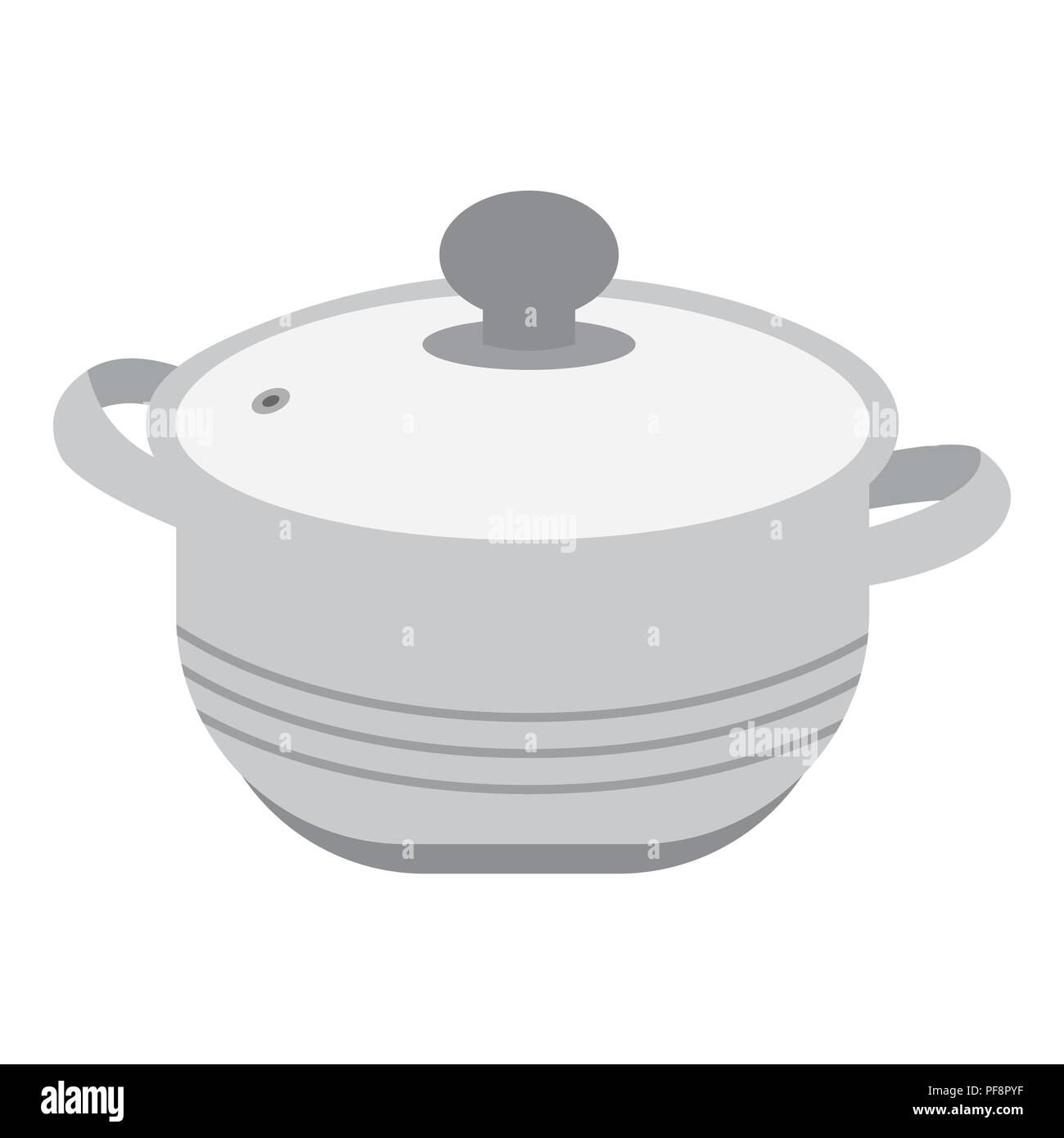 Stockpot icon in monochrome style isolated on white background. Kitchen ...