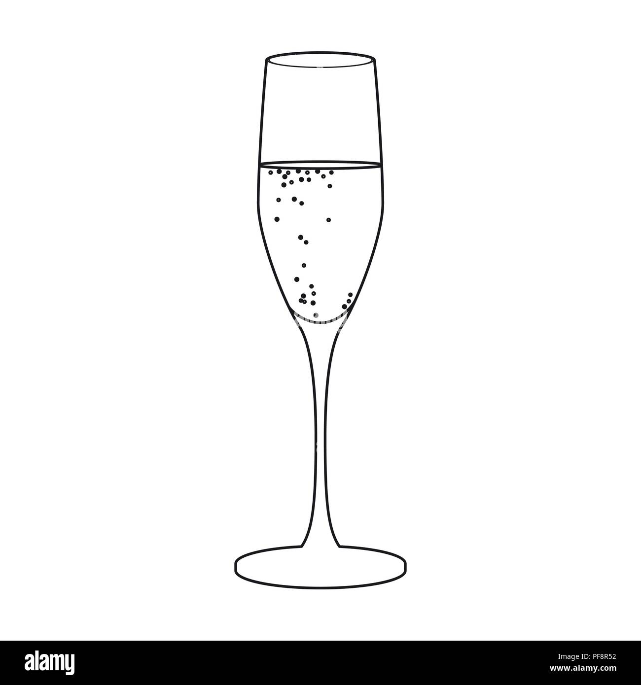Empty and full tulip champagne glass vector drawing isolated. Hand drawn  illustration black line on white, Alcohol beverage glassware doodle Stock  Vector | Adobe Stock