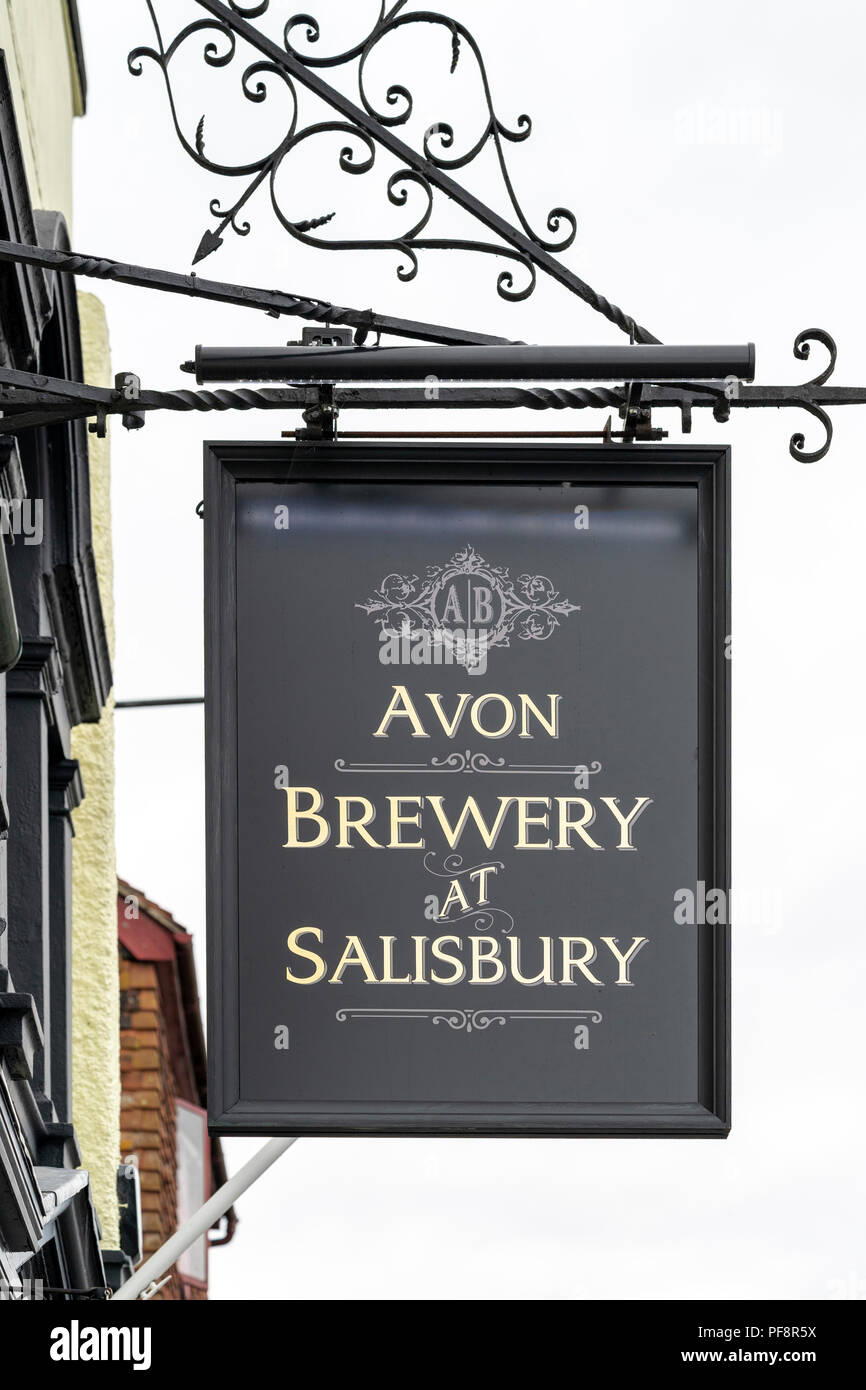 Avon Brewery public house sign in Salisbury Stock Photo
