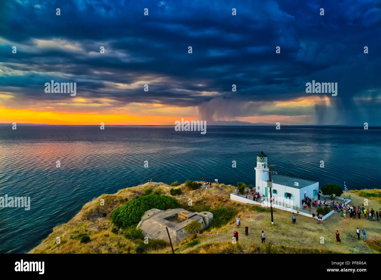 Thessaloniki, Greece - August 19, 2018: Celebration of the World Day of Lighthouses in Megalo Emvolo of Aggelochori in Thessaloniki. International Lig Stock Photo