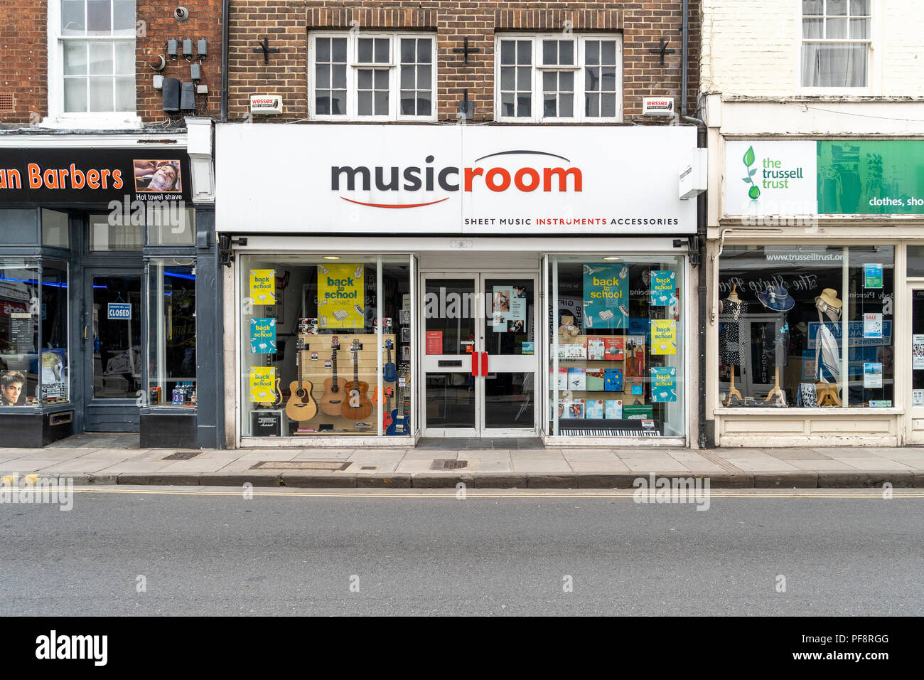 Music room shop in Salisbury UK Stock Photo