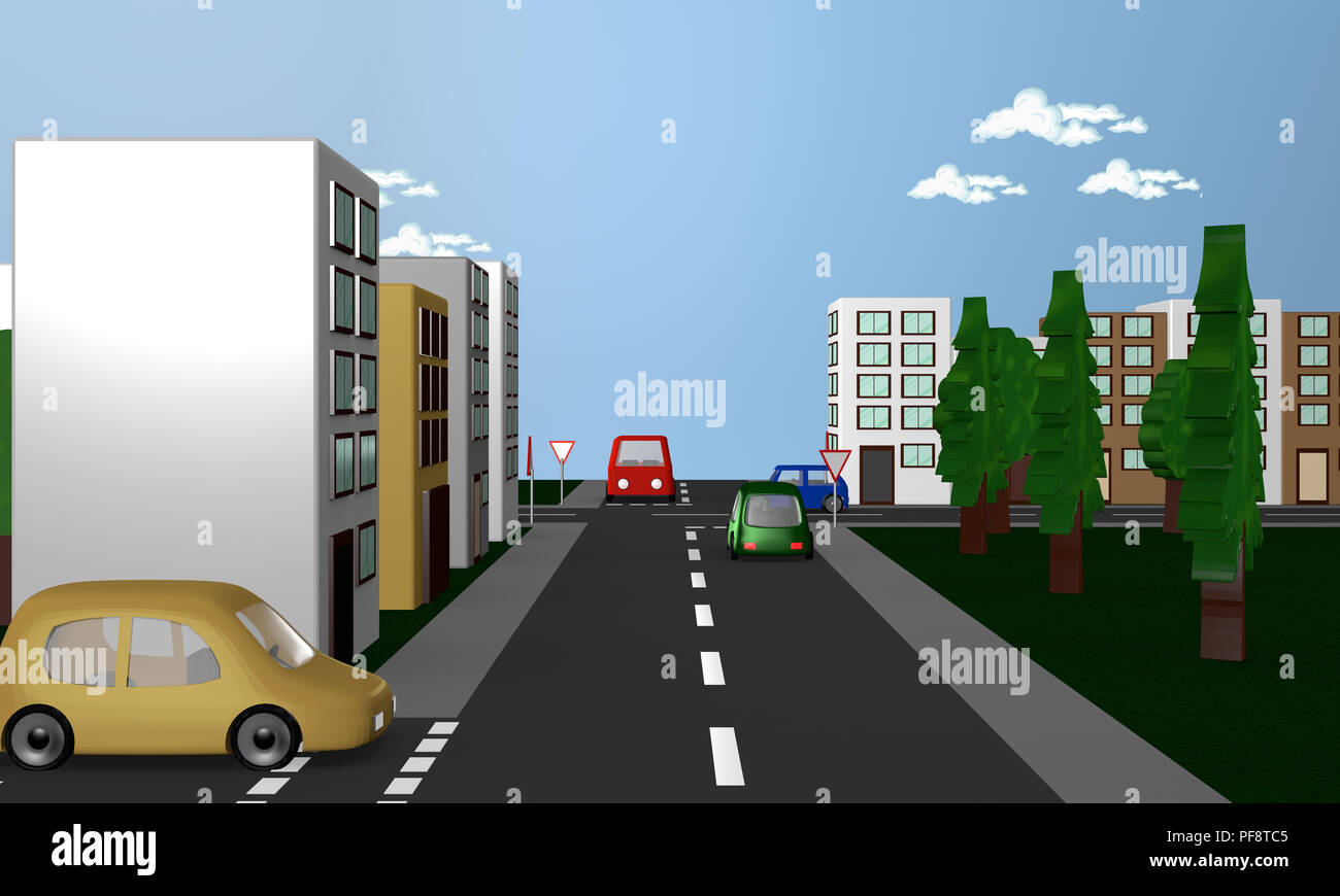 Road signs around the road sign. 3d rendering Stock Photo - Alamy