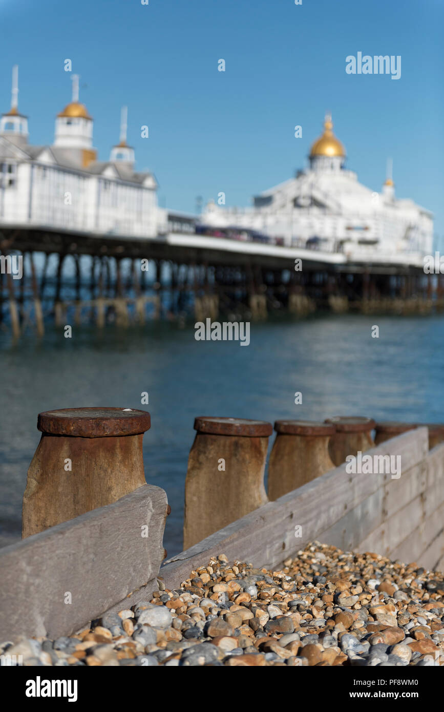 Eastbourne Pier in the county of East Sussex on the south coast of England in the United Kingdom Stock Photo