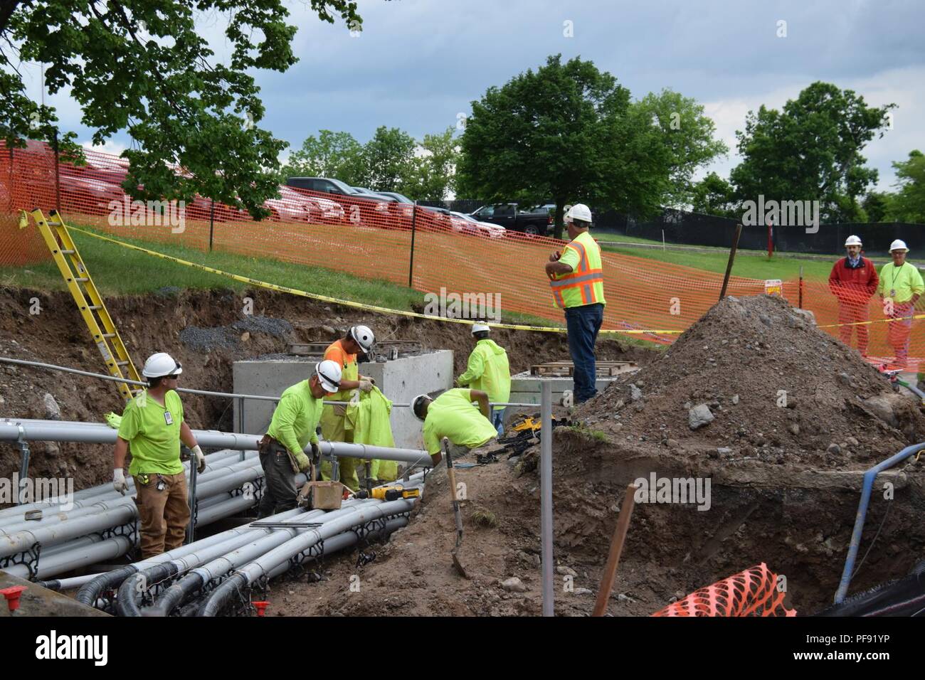 USACE employees and contractors peform work on the VA Medical Center Canandaigua project site in
