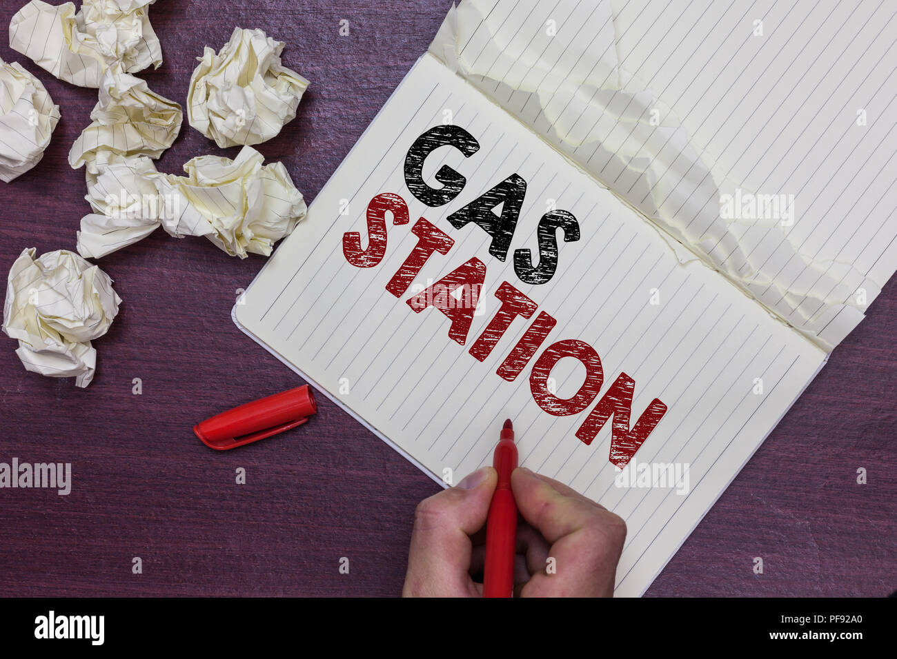 Writing Out Gas Handwriting text Gas Station. Concept meaning for servicing motor ...