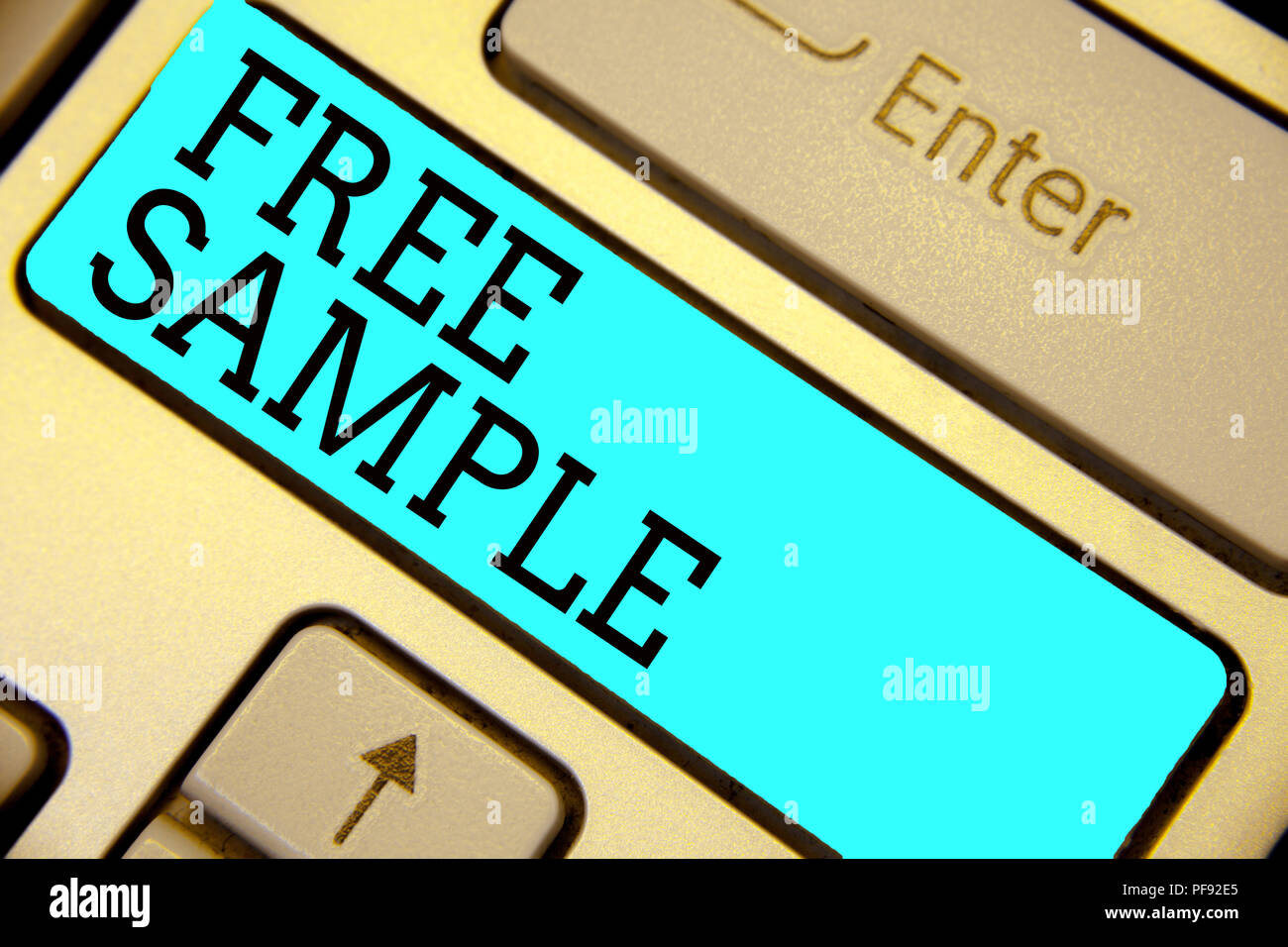Handwriting Text Free Sample Concept Meaning Portion Of Products Handwriting Text Free Sample Concept Meaning Portion Of Products Given To Consumers In Ping Malls Keyboard Blue Key Intention Create Computer Com