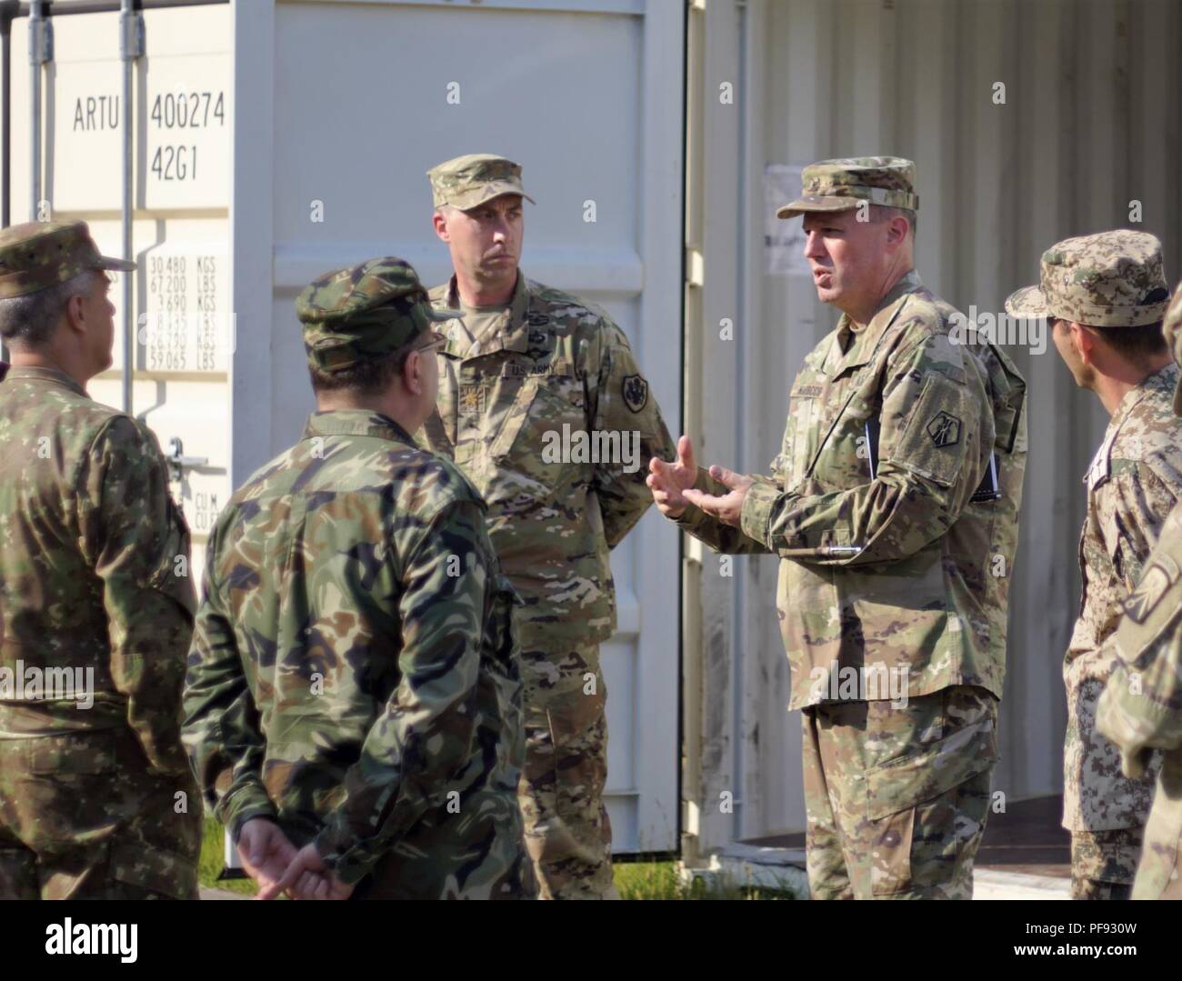 Brigadier Gen. Fred Maiocco, Commanding General of the 7th Mission Support  Command headquartered in Kaiserslautern, Germany, hosted a delegation of  partner nations during Saber Strike 18, June 4, in Powidz Poland. The